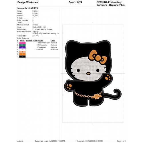 Hello Kitty Halloween Applique Design Embr