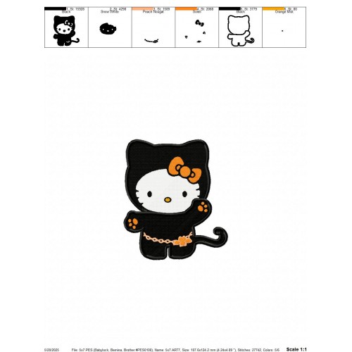 Hello Kitty Halloween Embroidery Design Embr