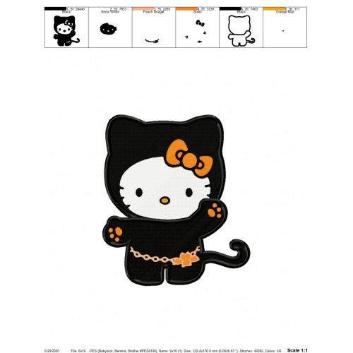 Hello Kitty Halloween Embroidery Design Embr
