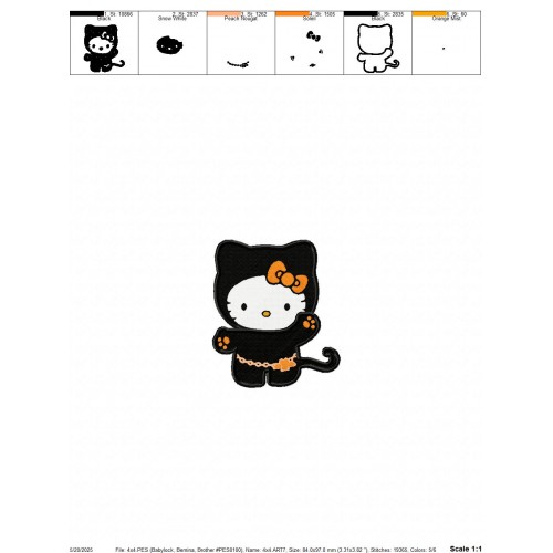 Hello Kitty Halloween Embroidery Design Embr