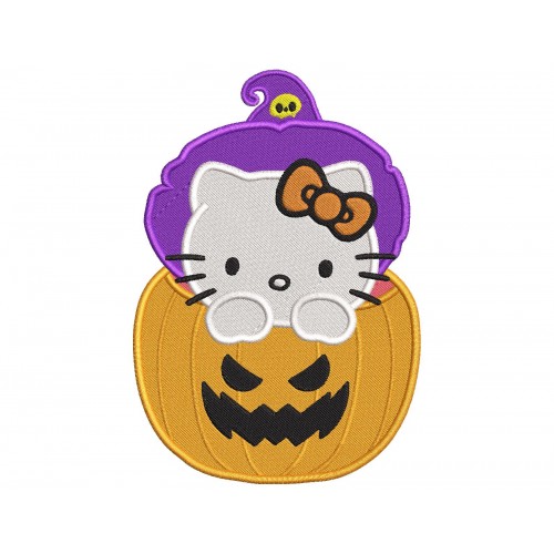 Hello Kitty Halloween Pumpkin Embroidery Design Embr