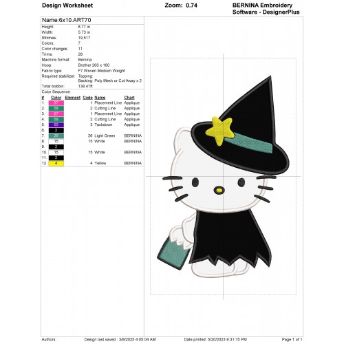 Hello Kitty Halloween Scary Applique Design Embr