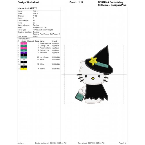 Hello Kitty Halloween Scary Applique Design Embr
