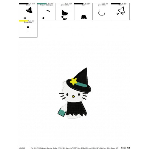 Hello Kitty Halloween Scary Embroidery Design Embr