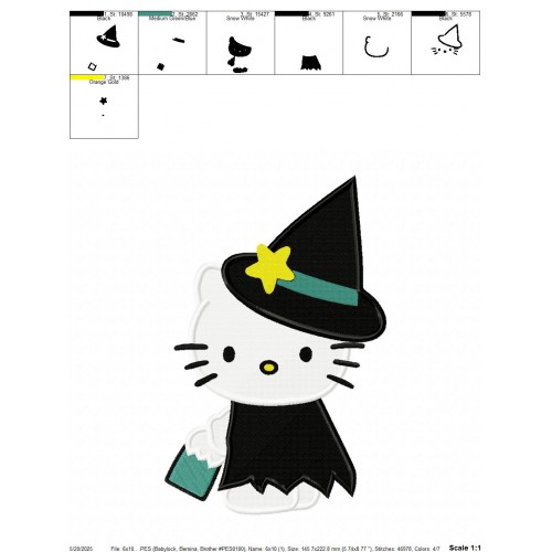 Hello Kitty Halloween Scary Embroidery Design Embr