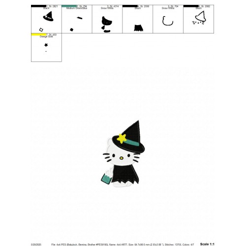 Hello Kitty Halloween Scary Embroidery Design Embr