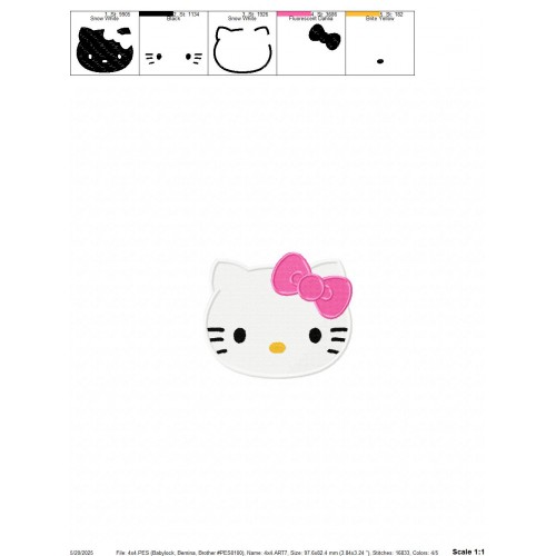 Hello Kitty Head Embroidery Design Embr
