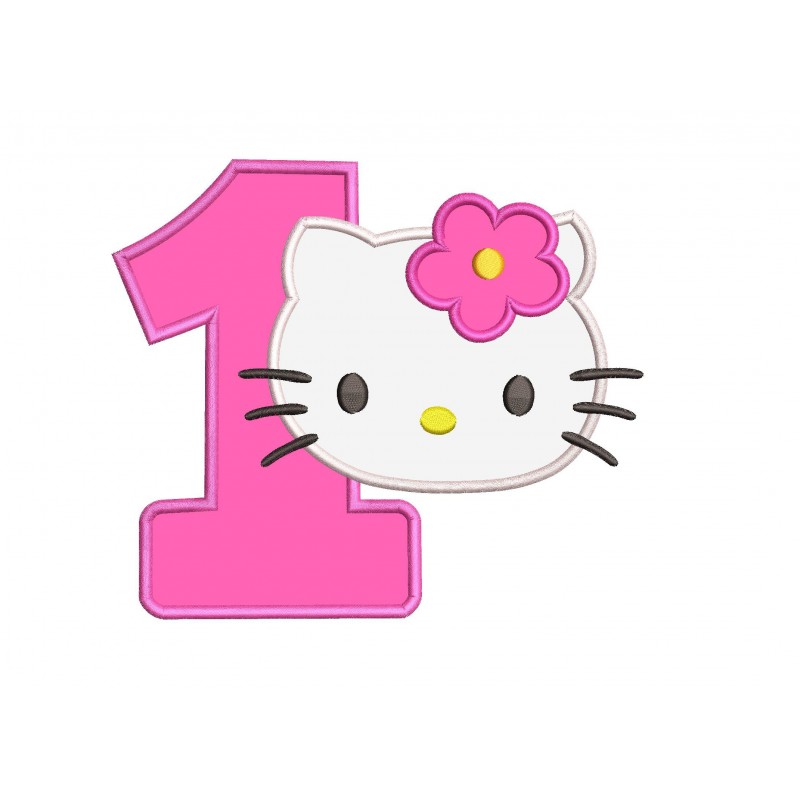 Hello Kitty Head Number 1 Applique Design
