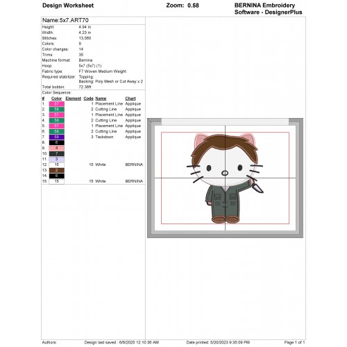 Hello Kitty Jason Applique Design Embr