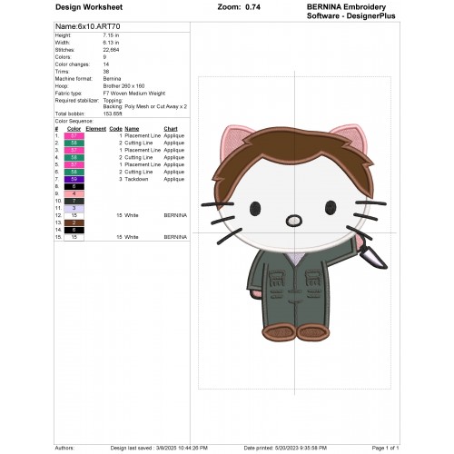 Hello Kitty Jason Applique Design Embr