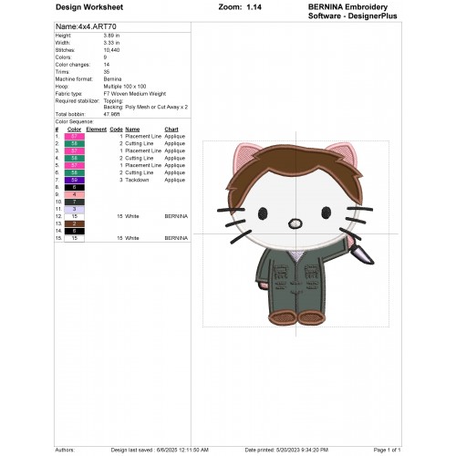 Hello Kitty Jason Applique Design Embr