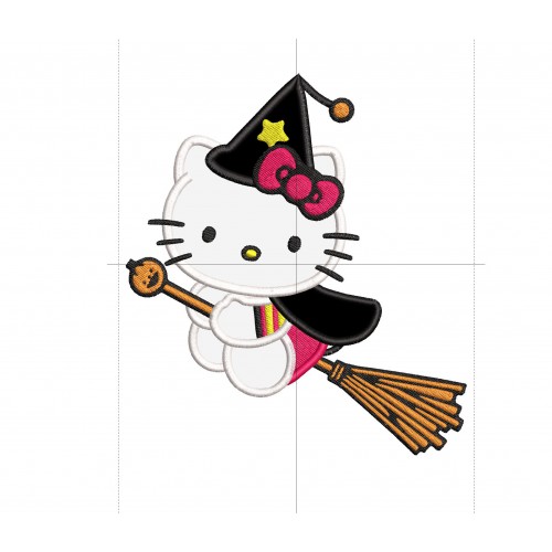 Hello Kitty Little Witch Applique Design Embr