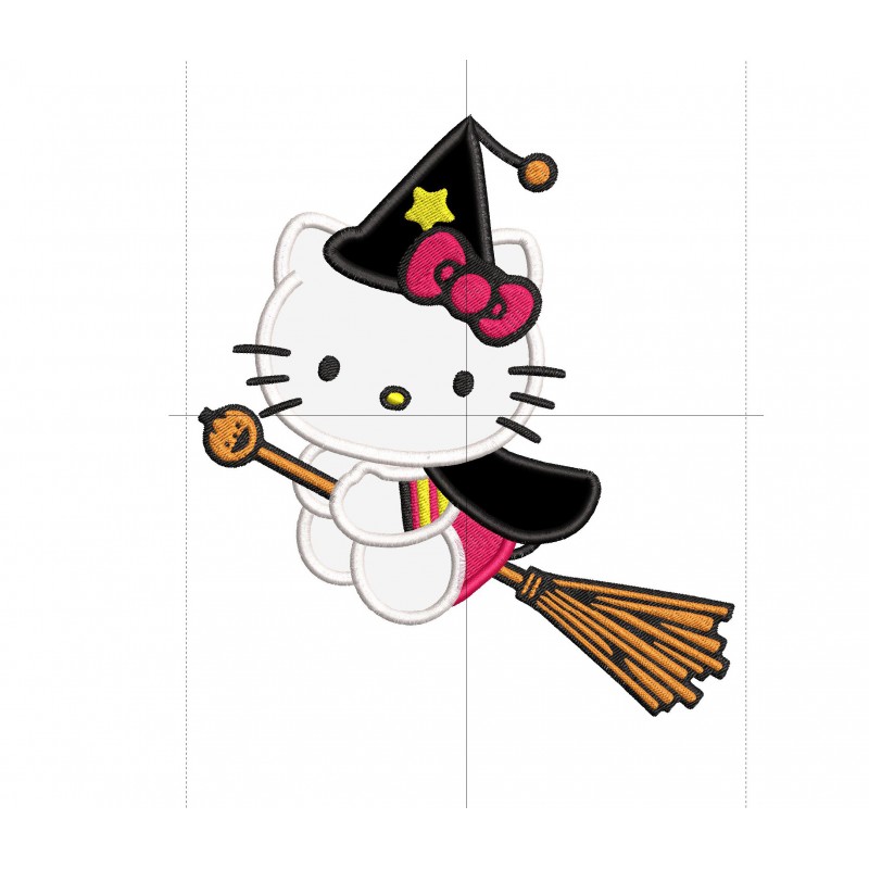 Hello Kitty Little Witch Applique Design Embr