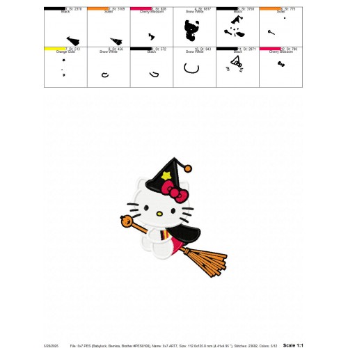 Hello Kitty Little Witch Embroidery Design Embr
