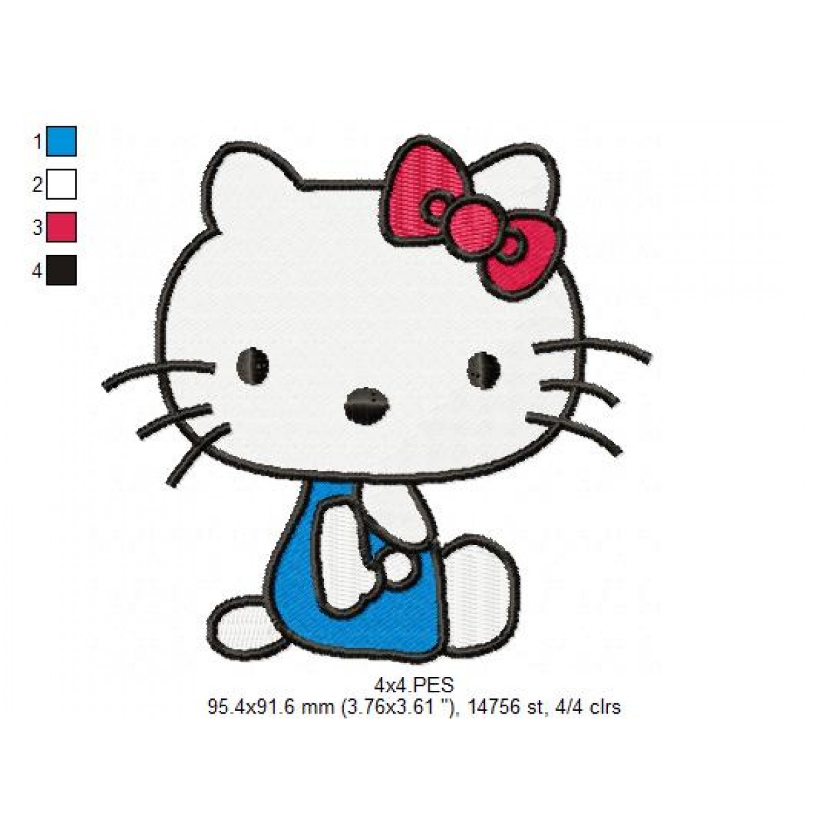 Hello Kitty Applique Machine Embroidery Design No 07