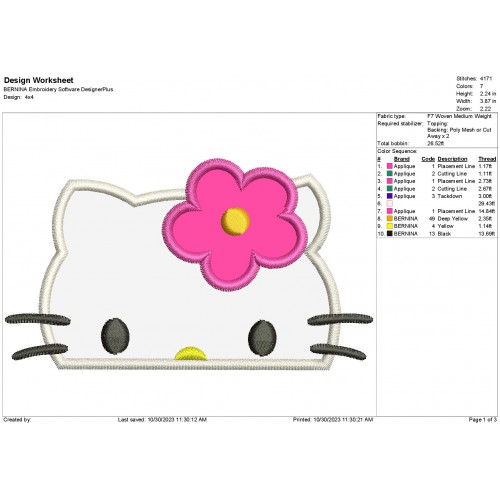 Hello Kitty Peeker Machine Applique Design