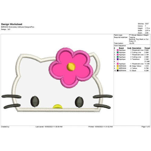 Hello Kitty Peeker Machine Applique Design