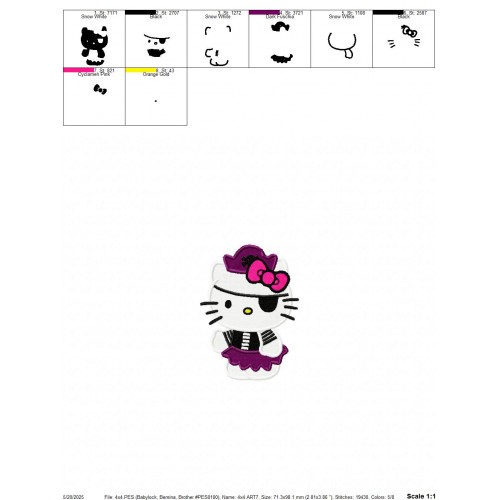 Hello Kitty Pirates Embroidery Design Embr