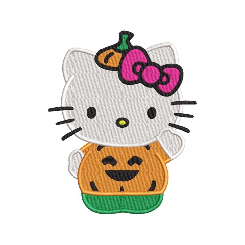 Hello Kitty Pumpkin Halloween Embroidery Design Embr