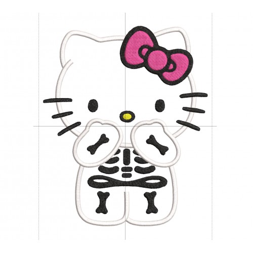 Hello Kitty Skeleton Halloween Applique Design Embr
