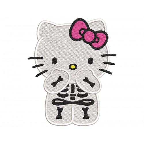 Hello Kitty Skeleton Halloween Embroidery Design Embr