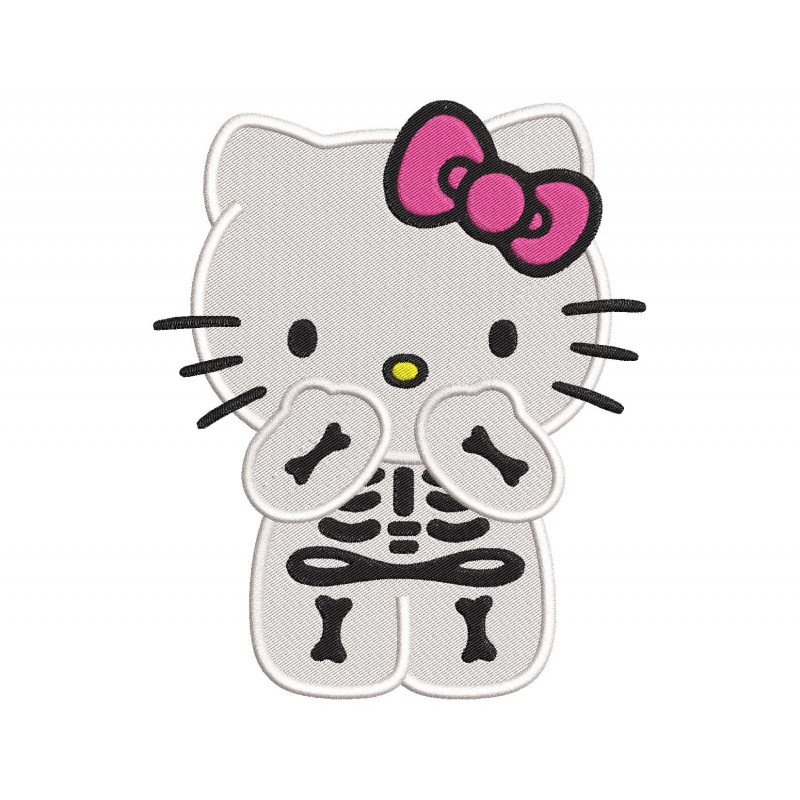 Hello Kitty Skeleton Halloween Embroidery Design Embr