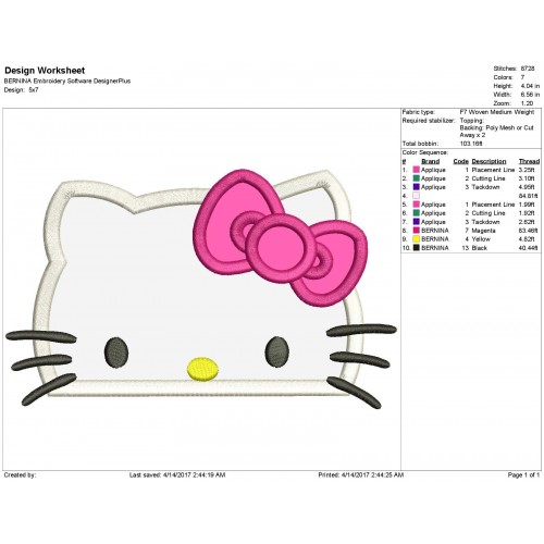 Hello Kitty Sweet Cat Applique Design