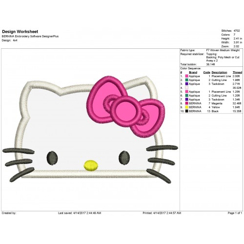 Hello Kitty Sweet Cat Applique Design