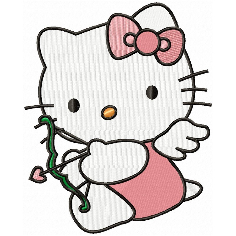 Hello Kitty a Bow Heart Embroidery Design