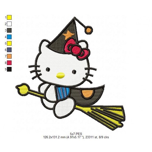 Hello Kitty the Wizrd Embroidery Design
