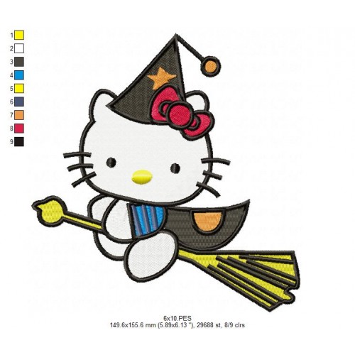 Hello Kitty the Wizrd Embroidery Design