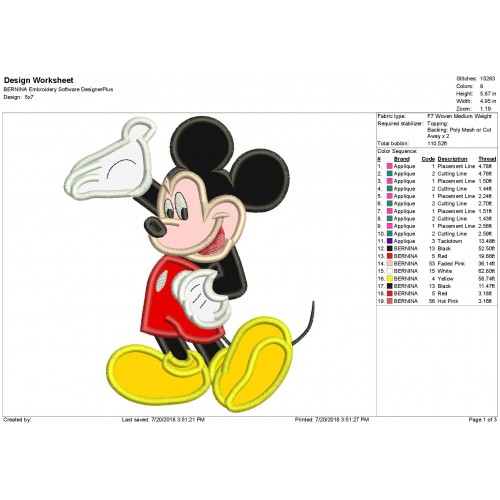 Hello Mickey Mouse Applique Design