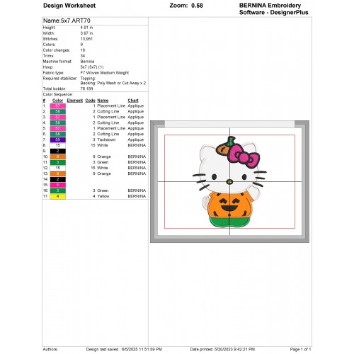 Hello kitty pumpkin halloween Applique Design Embr