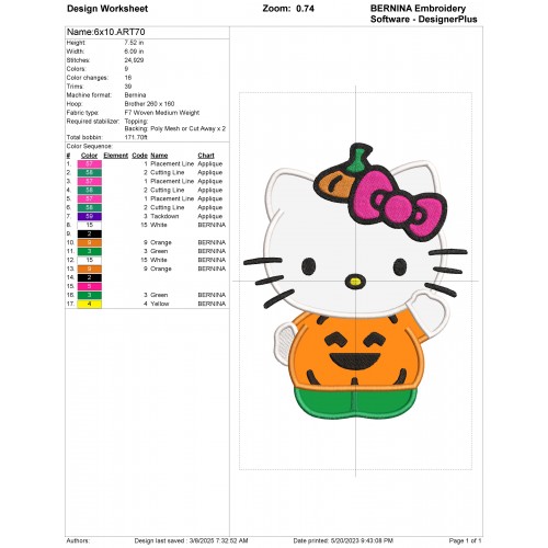 Hello kitty pumpkin halloween Applique Design Embr