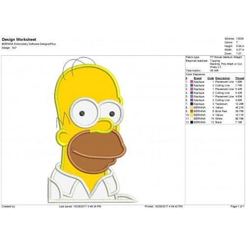 Homer Simpson Applique Design