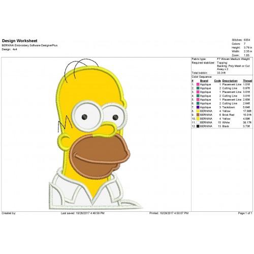 Homer Simpson Applique Design