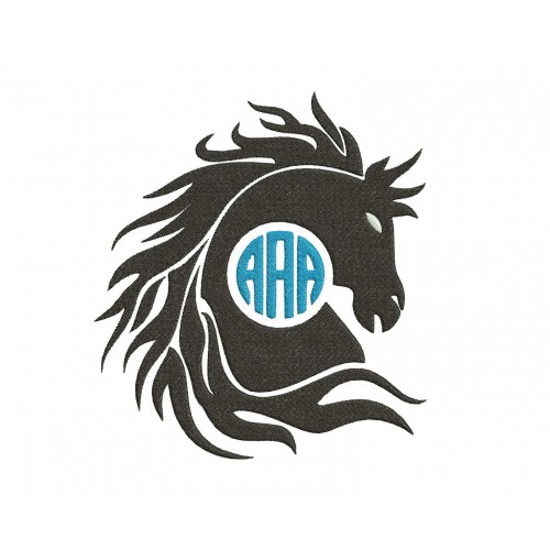 Horse Monogram Filled Embroidery Design
