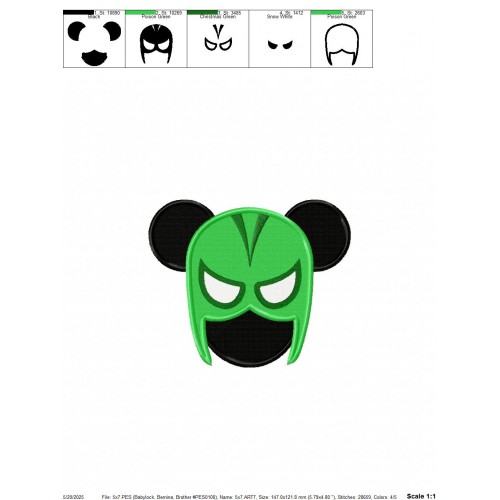 Hulk Mickey Ears Embroidery Design Embr