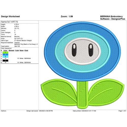 Ice Flower Super Mario Embroidery Design Embr