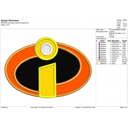 Incredibles Logo Applique Design