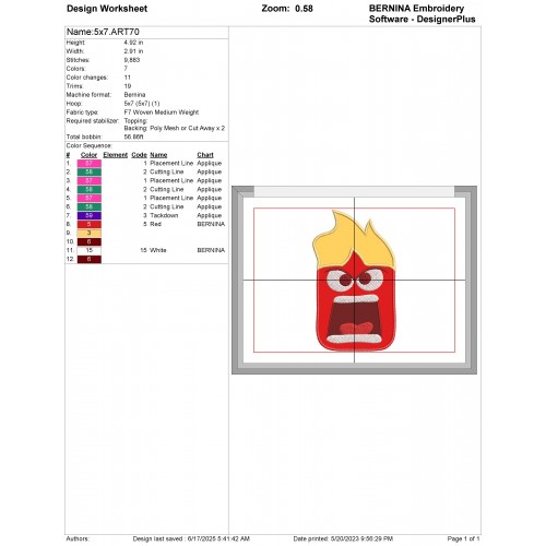 Inside Out Anger Applique Design Embr