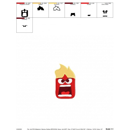 Inside Out Anger Embroidery Design Embr