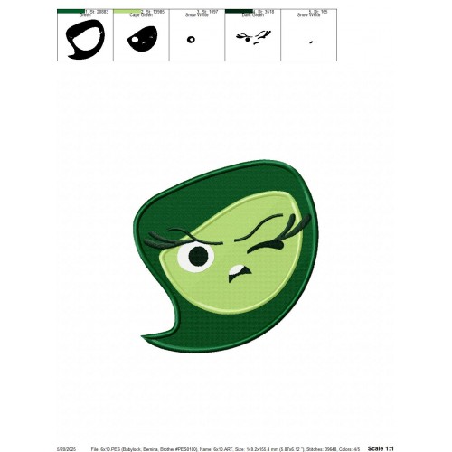 Inside Out Disgust Head Embroidery Design Embr