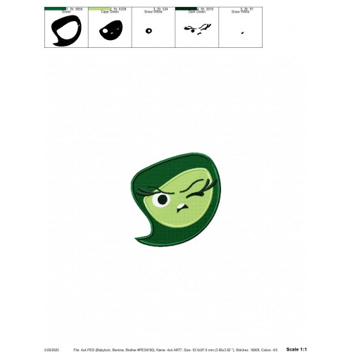 Inside Out Disgust Head Embroidery Design Embr
