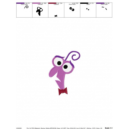 Inside Out Fear Head Embroidery Design Embr