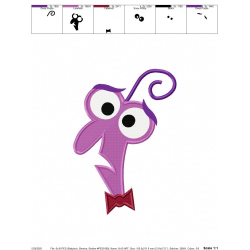 Inside Out Fear Head Embroidery Design Embr
