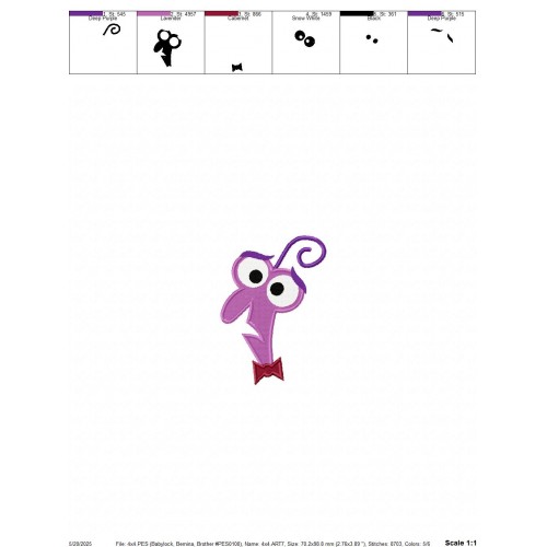 Inside Out Fear Head Embroidery Design Embr