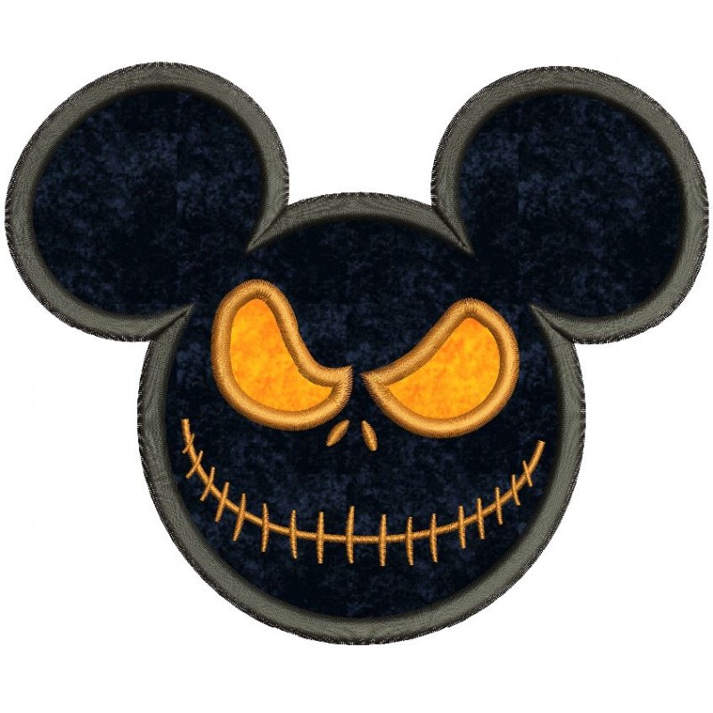 Jack Skellington Nightmare Before Christmas Halloween Mickey Head Applique Design