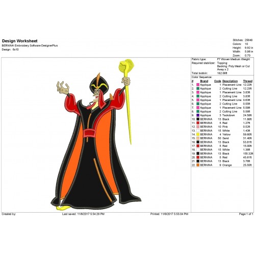 Jafar Viallian Disney Viallians Applique Designs