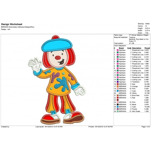 JoJo Disney Clown Applique Design